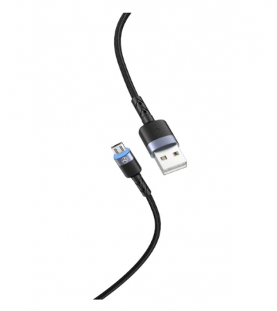 Cablu Tellur Micro USB cu LED, nailon, 2m, negru [1]