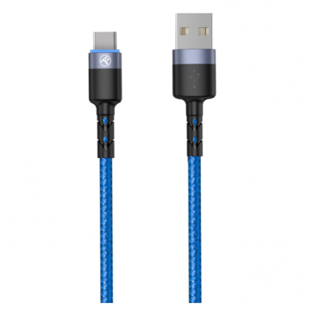 Cablu Tellur Type-C cu LED, 3A, nailon, 1.2m, albastru [1]
