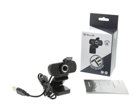 Camera web Tellur Full HD, 2MP, autofocus, microfon, negru [0]