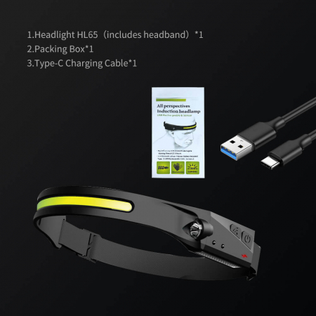 Lanterna LED pentru cap Supfire HL65, COB LED, 340lm, incarcare USB-C, control miscare mana - Copie [9]