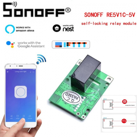 Releu modul smart Sonoff RE5V1C 5V, Wi-Fi, Compatibil cu Google Home, Alexa & IFTTT [1]