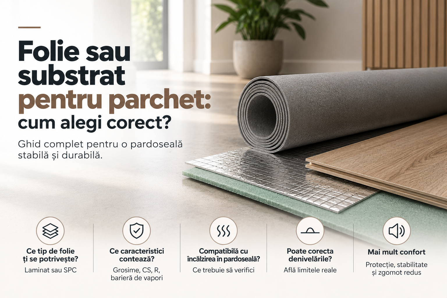 Folie sau substrat pentru parchet: cum alegi corect?