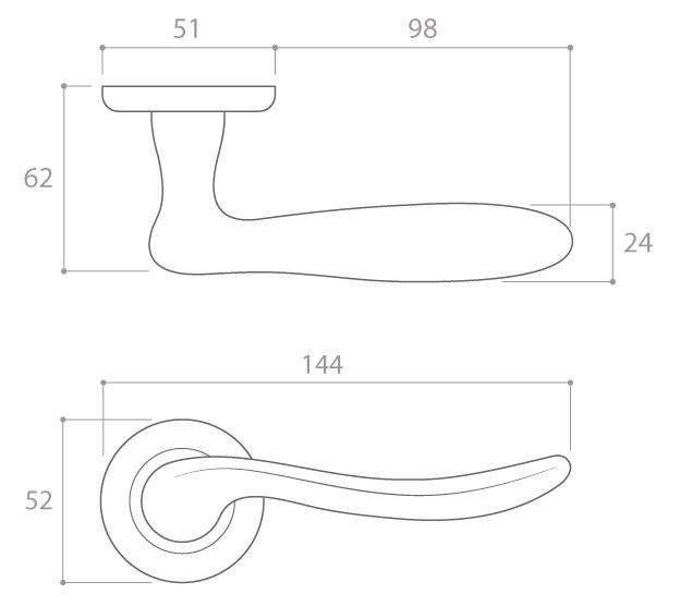 Maner usa de interior, CLASSICA, negru mat, cu rozeta cilindru/butuc [3]