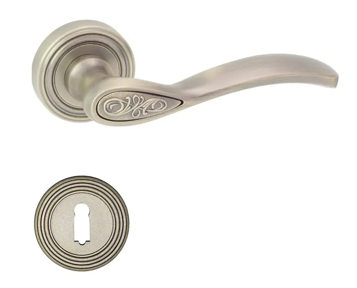 Maner usa de interior, Electra, bronz mat, cu rozeta rotunda cheie [1]