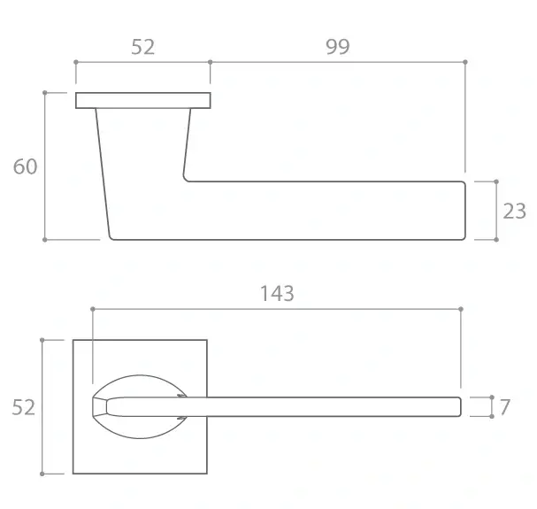 Maner usa de interior, HARMONY SLIM, crom satin, cu rozeta buton [4]