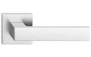 Maner usa de interior, CUBE, crom satin, cu rozeta cilindru/butuc [3]