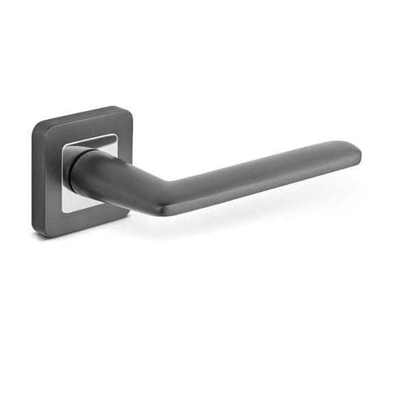 Maner usa de interior, LINE, crom grafit, cu rozeta buton [2]