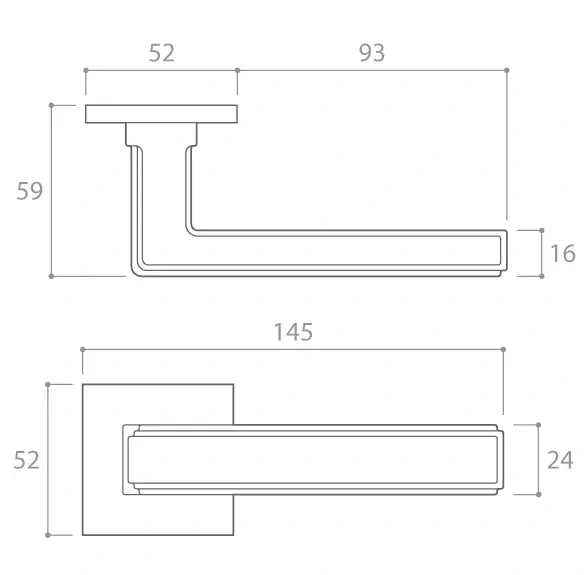 Maner usa de interior, ROYAL Q SLIM, negru mat, cu rozeta cheie [4]