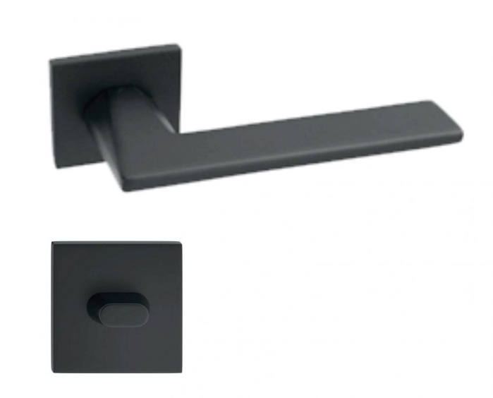 Maner usa de interior, STAR, negru mat, cu rozeta buton [1]