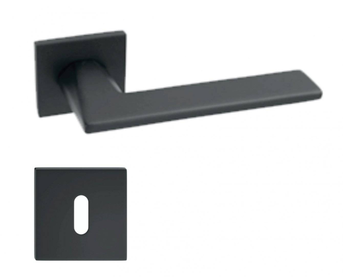 Maner usa de interior, STAR, negru mat, cu rozeta cheie [1]