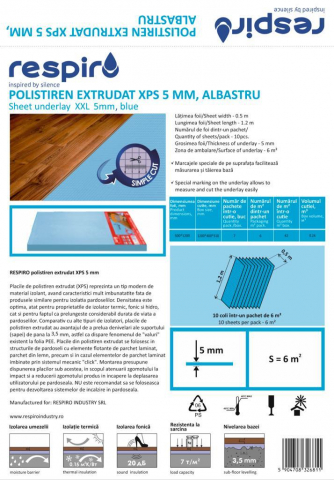 Folie parchet - Izolatie parchet RESPIRO XPS 5 mm albastru