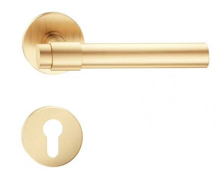 Manere - Maner usa de interior, ALLURE, auriu satin, cu rozeta cilindru/butuc