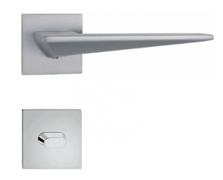 Manere - Maner usa de interior, ENZO, crom satin, cu rozeta buton