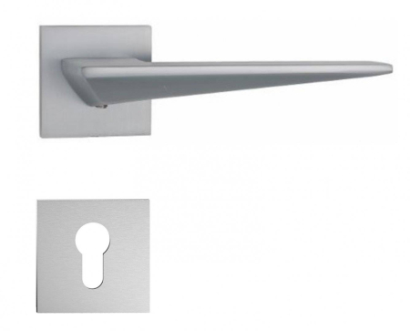 Manere - Maner usa de interior, ENZO, crom satin, cu rozeta cilindru/butuc