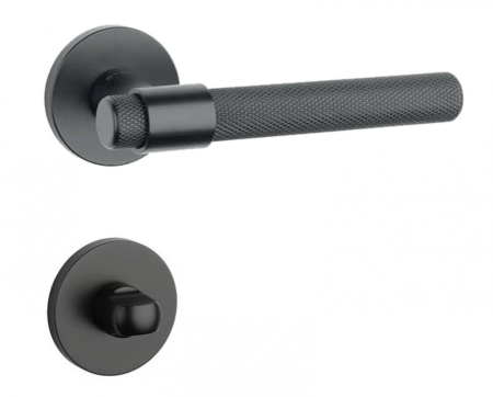 Manere - Maner usa de interior, AURA, negru mat, cu rozeta buton