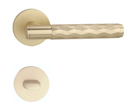 Manere - Maner usa de interior, BELLE, auriu satin, cu rozeta buton