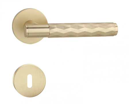 Manere - Maner usa de interior, BELLE, auriu satin, cu rozeta cheie