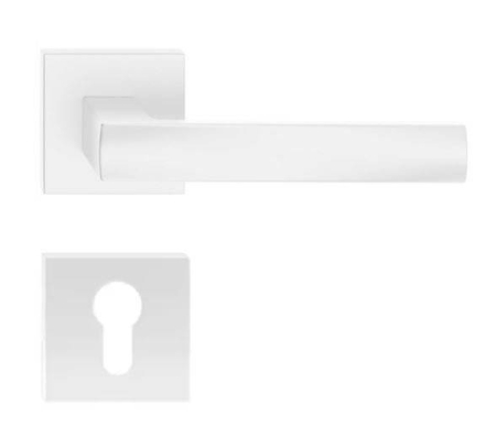 Manere - Maner usa de interior, OFFICE, alb mat, cu rozeta cilindru/butuc