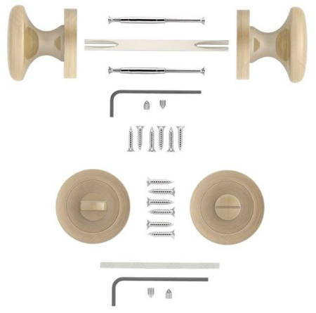 Manere - Maner usa de interior, buton, STALA, bronz patinat, cu rozeta buton