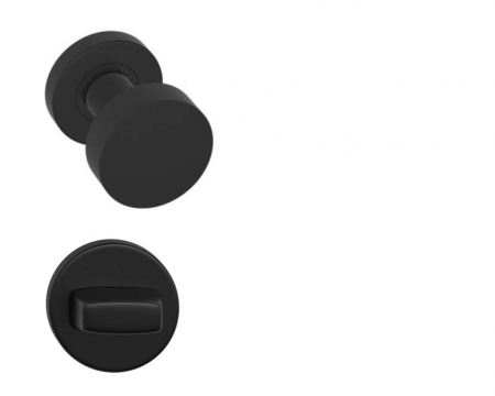 Manere - Maner usa de interior, buton, ROUND, negru mat, cu rozeta buton