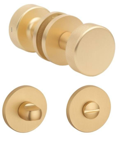 Manere - Maner usa de interior, buton, TIME, auriu satin, cu rozeta buton