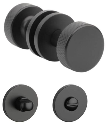 Manere - Maner usa de interior, buton, TIME, negru mat, cu rozeta buton