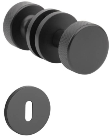 Manere - Maner usa de interior, buton, TIME, negru mat, cu rozeta cheie
