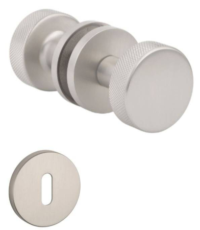 Manere - Maner usa de interior, buton, TIME, nichel satin, cu rozeta cheie