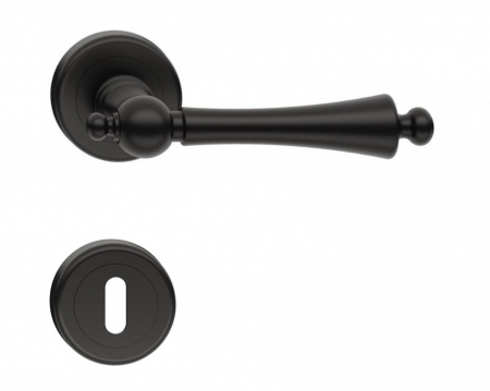 Manere - Maner usa de interior, CENTURY, negru mat, cu rozeta cheie