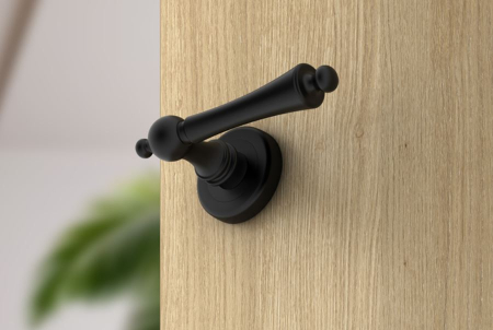 Maner usa de interior, CENTURY, negru mat, cu rozeta buton [3]