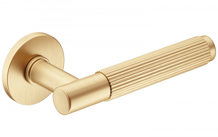 Maner usa de interior, TIME LINEAR, auriu satin, cu rozeta cilindru/butuc [2]