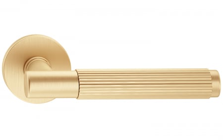Manere - Maner usa de interior, TIME LINEAR, auriu satin, cu rozeta cilindru/butuc