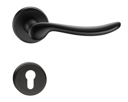 Manere - Maner usa de interior, CLASSICA, negru mat, cu rozeta cilindru/butuc