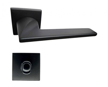 Noutati - Maner usa de interior, Nove, negru mat, cu rozeta buton