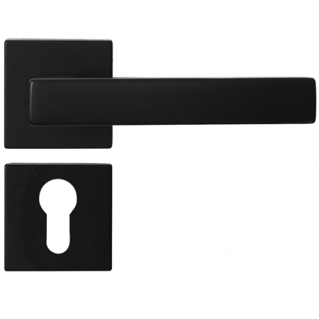 Manere - Maner usa de interior, Clio, negru mat, cu rozeta cilindru/butuc