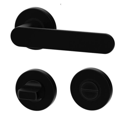 Manere - Maner usa de interior, COMFY, negru mat, cu rozeta buton
