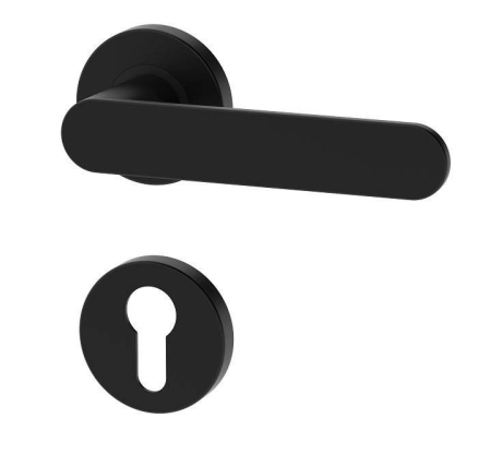 Manere - Maner usa de interior, COMFY, negru mat, cu rozeta cilindru/butuc