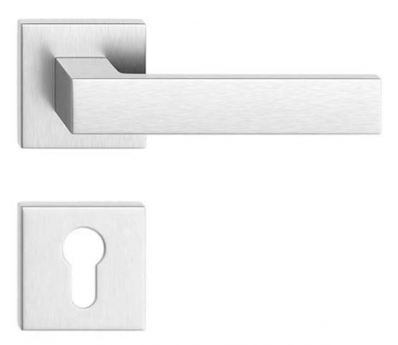 Manere - Maner usa de interior, CUBE, crom satin, cu rozeta cilindru/butuc