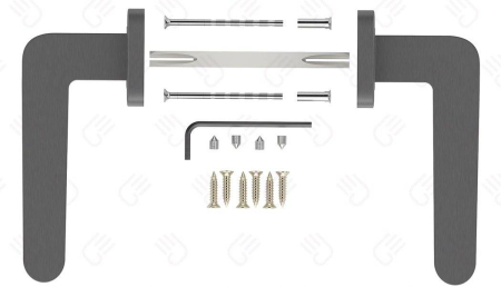 Maner usa de interior, DUO, crom grafit, cu rozeta buton [3]