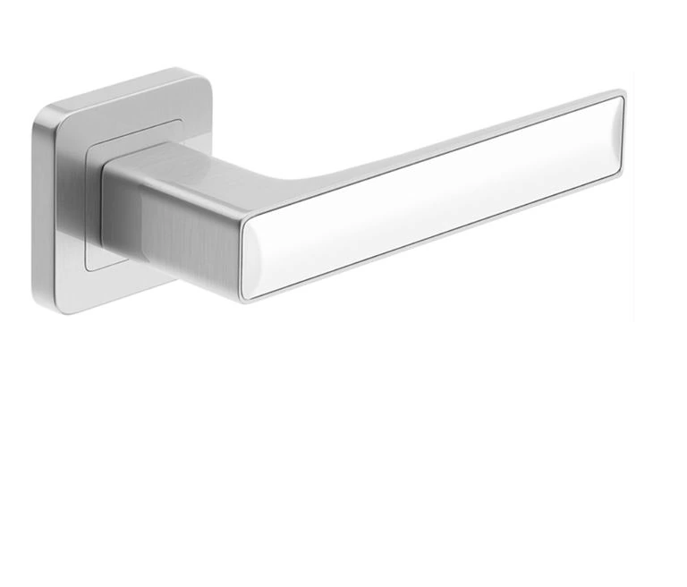 Maner usa de interior, DECO, nichel mat cu decor alb, cu rozeta cheie [1]