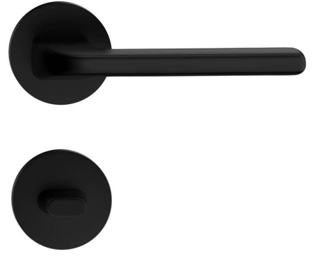 Manere - Maner usa de interior, DIVA R, negru mat, cu rozeta buton