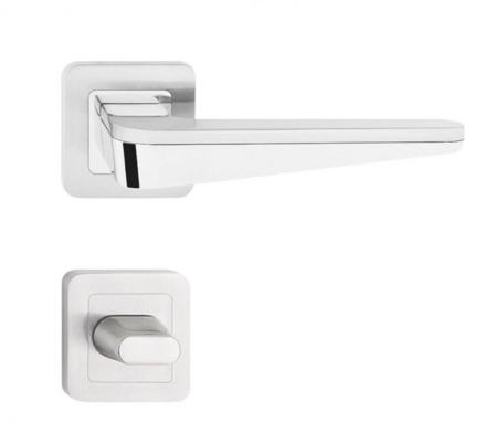 Manere - Maner usa de interior, DUO, crom nichel, cu rozeta buton