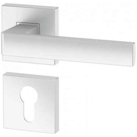 Manere - Maner usa de interior, ERGO, crom satin, cu rozeta cilindru/butuc