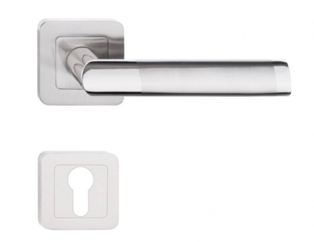 Manere - Maner usa de interior, Jaro-Q, crom nichel mat, cu rozeta cilindru/butuc