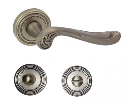 Manere - Maner usa de interior, Luiza, bronz mat, cu rozeta buton