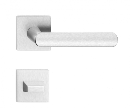 Noutati - Maner usa de interior, LUNA Q, crom satin, cu rozeta buton