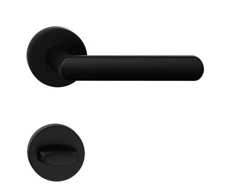 Manere - Maner usa de interior, LUNA R, negru mat, cu rozeta buton