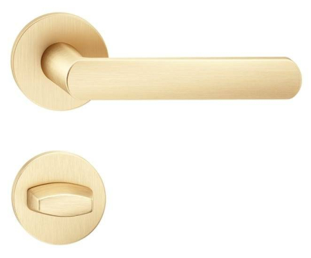 Manere - Maner usa de interior, LUNA R, auriu satin, cu rozeta buton