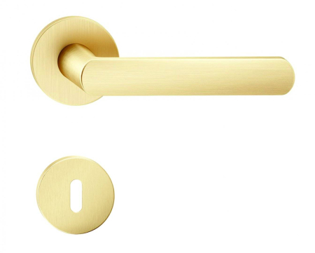 Manere - Maner usa de interior, LUNA R, auriu satin, cu rozeta cheie