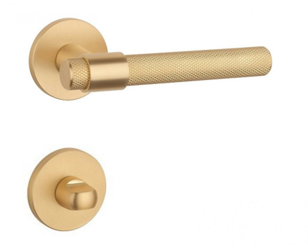 Manere - Maner usa de interior, AURA, auriu satin mat, cu rozeta buton